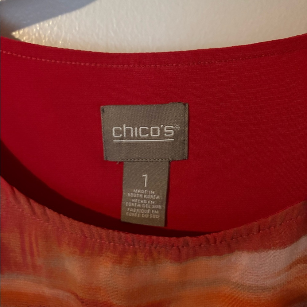 Chico's Vibrant Red and Orange Blouse - Picture 2 of 3